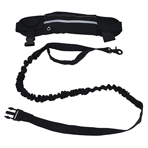 Generic Belt Bag Dog Leash Set, Hands Free Waist Pack with Reflective Strips and D Ring, for Walking Running Hiking Training (Black) - color: Black