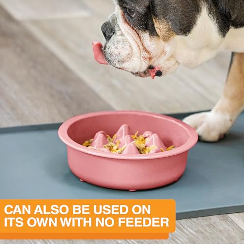The Niner Slow Feed Bowl - Raised Peaks Slow Down Pets Eating - Fits Elevated Feeders Including Neater Feeder Large Sizes - Gentle on Teeth and Gums - Holds up to 2 Cups (Pink) - color: Pink