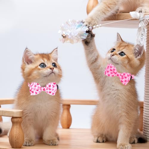 JarThenaAMCS 2Pcs Pink Bow Cat Collar Cute Coquette Bowtie Collar with Breakaway Bell Bowknot Adjustable Kitten Collars for Girl Boy Cat Small Pet - style: bow