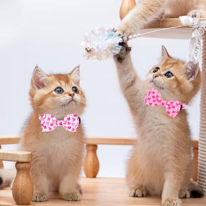 JarThenaAMCS 2Pcs Pink Bow Cat Collar Cute Coquette Bowtie Collar with Breakaway Bell Bowknot Adjustable Kitten Collars for Girl Boy Cat Small Pet - style: bow