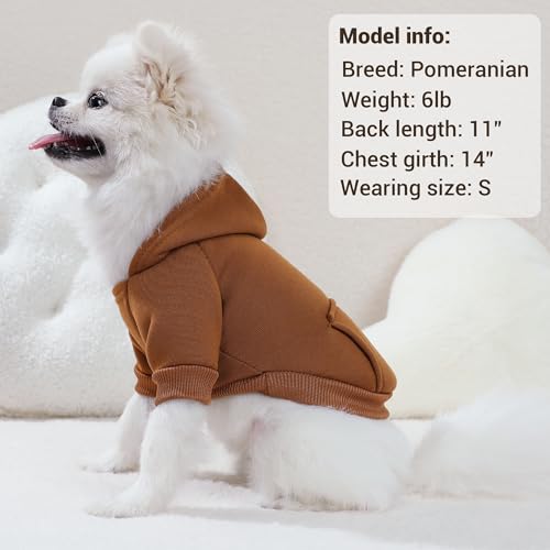 Pet Hoodie Dog Sweater for Small Dogs Girl Boy, Winter Puppy Sweatshirts with Pockets Hood, Warm Fleece Lined Dog Clothes Chihuahua Coat Clothing Puppy Cat Custume, XL - color: Coffee+Grey, size: X-Large