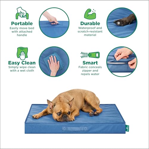FurHaven Gridded Ripstop All-Weather Deluxe Orthopedic Mattress Pet Bed, Capri Blue, Medium - color: Capri Blue, size: Medium