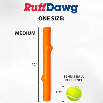 Ruff Dawg Fetch Stick Dog Toy – (1 pc) Assorted Colors – Durable Rubber Throw & Tug Toy with Treat Slot – Floats, Bendable & Puncture Resistant – BPA & Latex Free – Made in USA
