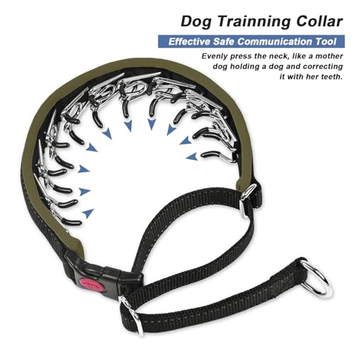 Martingale No Pull Dog Collar - Heavy Duty Nylon with Buckle, Adjustable Anti Pull Reflective Slip Collar for Large Medium Small Dog Training Walking L Army Green - color: Black Army Green, size: L (19"-26" Neck, 1.5" Wide)