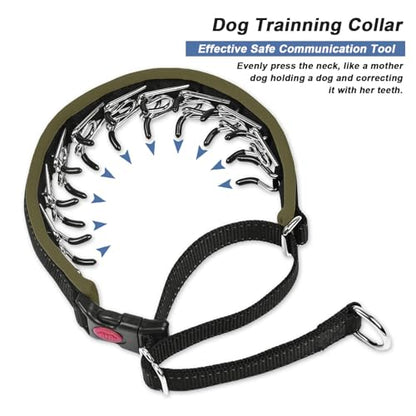 Martingale No Pull Dog Collar - Heavy Duty Nylon with Buckle, Adjustable Anti Pull Reflective Slip Collar for Large Medium Small Dog Training Walking L Army Green - color: Black Army Green, size: L (19"-26" Neck, 1.5" Wide)