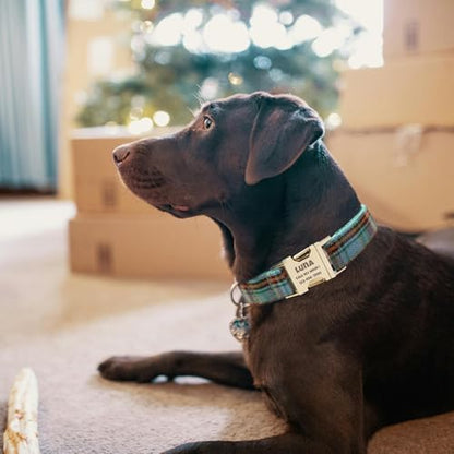 Custom Dog Collar with Name and Phone Numbers - Personalized Laser-Engraved Plaid Polyester Collar with Metal Buckle and D-Ring (Style-A, S (9-13 Inches)) - color: Style-A, size: S (9-13 Inches)