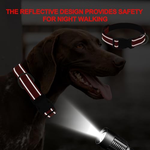 Dog Collars Adjustable for Small Dogs,Heavy Duty Waterproof Dog Collar with Quick Release Buckle,Girl Boy Female Male Reflective Nylon Dog Collar with Soft Neoprene Padded,S,Red - color: Red, size: Small
