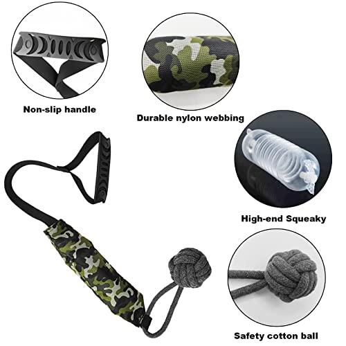 Interactive Dog Tug Toy,Indestructible Dog Toys for Aggressive Chewers,Tough Squeaky Dog Rope Toys for Training,Tug of War Dog Toy Balls for Medium & Large Dogs - style: Camouflage