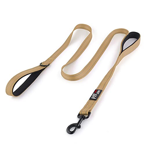 Plutus Pet Double Handle Dog Leash 4ft, Heavy Duty, Reflective Dual Handle Dog Leash for Safety Training, for Medium Large Dogs,2 Handle Leads(Brown) - color: Brown, size: 4 FT