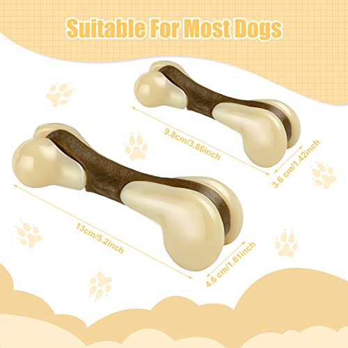 Sosation Bones Shaped Dog Toys for Aggressive Chewers, 2 Pack Christmas Dog Chew Toys Puppy Teething Nylon Beef Flavor for Large/Medium/Small Puppies Breeds(Hind Leg Bone,Large, Small) - size: Large, Small, style: Hind Leg Bone