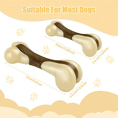Sosation Bones Shaped Dog Toys for Aggressive Chewers, 2 Pack Christmas Dog Chew Toys Puppy Teething Nylon Beef Flavor for Large/Medium/Small Puppies Breeds(Hind Leg Bone,Large, Small) - size: Large, Small, style: Hind Leg Bone