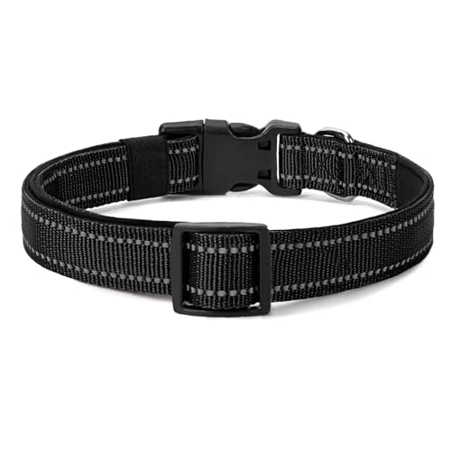 Reflective Dog Collar Padded with Soft Neoprene Breathable Quick Release Basic Dog Collars for Puppy Small Dogs Girl Boy Black - color: Black, size: XS:width 5/8"neck 8-10.5"