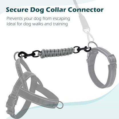 Dog Collar Safety Clip, Handmade Backup Safety Strap for Dog Harness, Prong, Pinch Collar, Double Ended Clasp Leash Connector (Grey) - color: Grey