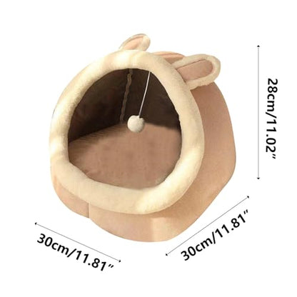 15.8" Soft Round Plush Faux Fur Pet Bed for Cats or Small Dogs, Anti-Anxiety Cat Bed, Washable Fluffy Anti-Slip Mute Base, Cozy Kitty Kennel (pi-nk) - color: pi-nk