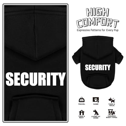 Paiaite Black Chihuahua Dog Hoodie: Warm and Stylish with a 'Security' Printed Sweatshirt, Cold Weather Pet Clothes, and Sweater Coat All in One - Perfect for Winter and Cool Summer Nights! 4XL - color: Black, size: 4XL-(75~100lb) | Chest(~33.5")