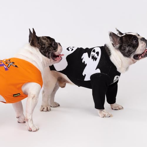 Fitwarm Halloween Ghost Dog Sweater, Funny Costumes for Dogs, Pet Apparel, Black, White, Large - color: Ghost, size: Large