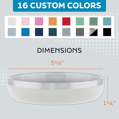 Master Pet Supply Stainless Steel Cat Bowls - 9 oz Heavy Duty - Bone White, Double Wall Extra-Thick Insulated, Non-Slip Pet Water Bowl for Cats & Pets, Anti Rust Metal, Dishwasher Safe - color: Bone White