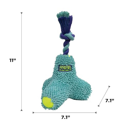 Outward Hound FlyFetch Rope Tug Dog Toy, Plush Body with Squeakers, Multiple Textures, Floats in Water, All Breeds, 11"