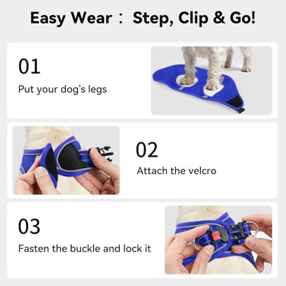 Joytale Small Dog Harness, Breathable Mesh Step-in Vest, Reflective Soft Padded Harnesses for Cats and Puppies Dogs, Navy Blue, XXXS - color: NavyBlue, size: XXXS--Chest: 10.5-12''