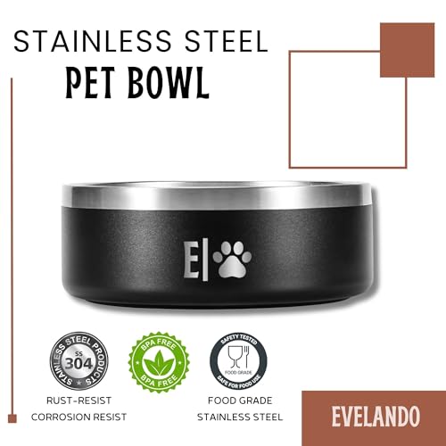 32 oz - 4 Cups Stainless Steel Dog Bowls – Triple-Insulated Pet Dish Keeps Water Cold & Food Warm – BPA-Free, Non-Slip Base – Durable & Elegant Feeding Bowl for Small & Medium Dogs & Cats - size: 32 oz