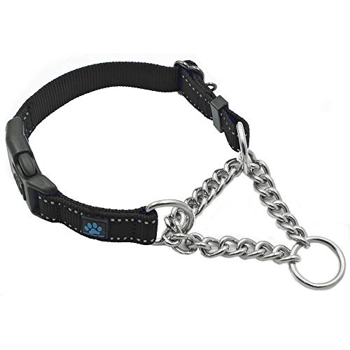 Max and Neo Stainless Steel Chain Martingale Collar - We Donate to a Dog Rescue for Every Collar Sold (Medium, Black) - color: BLACK, size: Medium