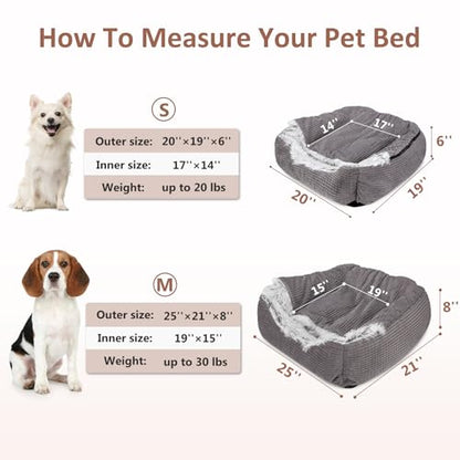MIXJOY Dog Beds for Small Dogs, Rectangle Cave Hooded Blanket Puppy Bed, Luxury Orthopedic Cat Beds for Indoor Cats, Warmth and Machine Washable (20 inches, Grey) - size: 20.0"L x 19.0"W x 6.0"Th