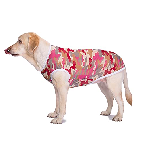 HDKUW Pet Clothes,Dog Summer T-Shirt Cool Breathable Sunscreen Dog Vest Clothes Outfit Costume for Medium Large Dogs Red Camouflage XL - color: Red Camouflage, size: XL