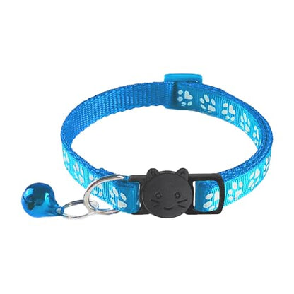2 Pack Breakaway Cat Collars with Bells, Reflective Design and Claw Print Design, Safety Buckle Kitten Collars Adjustable from 7.5 to 12.5 Inches (Sky Blue) - color: Sky Blue