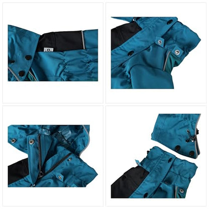 LOVELONGLONG Waterproof Dog Raincoat with Removable Hood – Outdoor Full Body Dog Jacket, Windproof Snowproof Shell Suit – All Season Pet Rain Gear Ocean Teal XXS - color: Ocean Teal, size: XXS (Back 9")