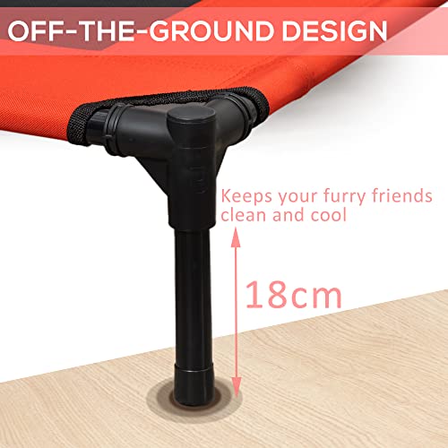 Outdoor Elevated Dog Bed Elevated Cooling Summer Dog Cot Pet Bed, Portable Indoor & Outdoor Cooling Raised Cot Pet Hammock Bed with Skid-Resistant Feet, Frame with Breathable Mesh