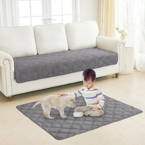 Smiry Waterproof Dog Bed Cover Blanket 68x82, Soft Reversible Pet Blanket, Washable Leakproof Cats Dogs Couch Cover for Sofa, Couch, Furniture, Grey/Dark Grey - color: Grey/Dark Grey, size: 68x82 Inch