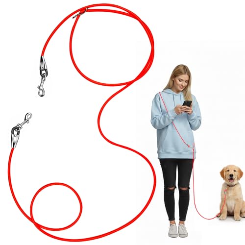 8.2ft Hands Free Dog Leash,Versatile Waist & Crossbody Lead for Medium Dogs,Waterproof & Adjustable for Running Jogging Walking, 360° Swivel Metal Buckle (Red) - color: Red