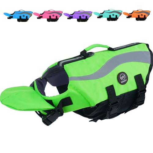 EMUST Dog Life Vests, Adjustable Life Jackets for Small Dogs with Enhanced Buoyancy, Small Dog Swim Vest with Durable Rescue Handle, Green,XS - color: Green, size: XS