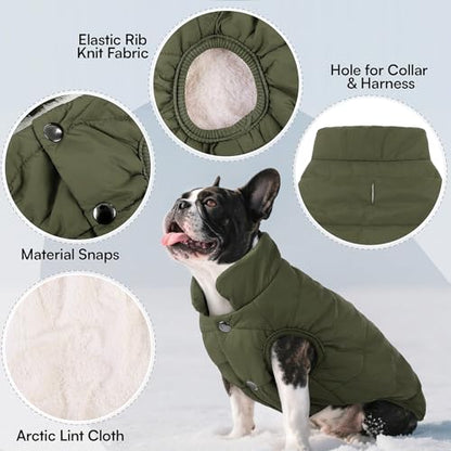 ASENKU Windproof Dog Winter Coat Waterproof Fleece Jacket Cold Weather Pet Apparel for Small Medium Large Dogs (ArmyGreen, XS) - color: Armygreen, size: X-Small