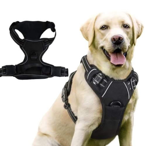 Dog Harness, 2 Leash Clips, Ajustable and Padded, Reflective, No Pull and No Choke.