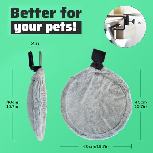 Round Cat Bed for Desk, Sturdy Elevated Pet Hammock for Small Cats, All-Season Breathable Workspace Cat Seat, Space-Saving Desk Mounted Hanging Cat Hammock, Washable Cushion, Grey - color: Rose Velvet-Slate Gray