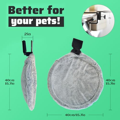 Round Cat Bed for Desk, Sturdy Elevated Pet Hammock for Small Cats, All-Season Breathable Workspace Cat Seat, Space-Saving Desk Mounted Hanging Cat Hammock, Washable Cushion, Grey - color: Rose Velvet-Slate Gray