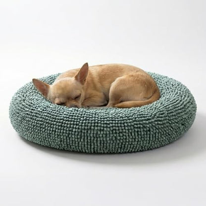 Muddy Mat® Cloud K-9 Bed for Dogs & Cats, Soft & Relaxing Donut Dog Bed, Chenille Material, Removable Cover, Washable & Dryer Safe–Seafoam Green Small(25'x25') - color: Seafoam Green, size: Small (25''X25'')