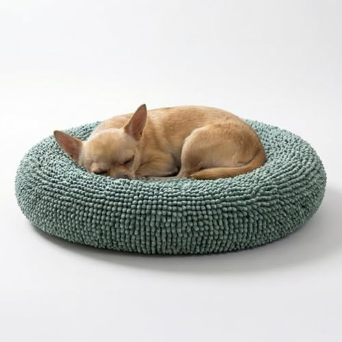 Muddy Mat® Cloud K-9 Bed for Dogs & Cats, Soft & Relaxing Donut Dog Bed, Chenille Material, Removable Cover, Washable & Dryer Safe–Seafoam Green Small(25'x25') - color: Seafoam Green, size: Small (25''X25'')