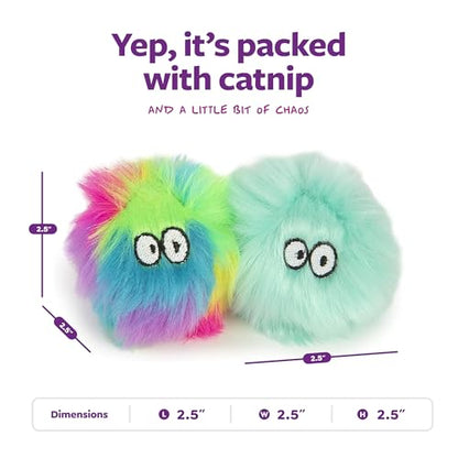 SmartyKat (2 Count) Fuzzy Friends Plush Catnip Ball Cat Toys - Rainbow/Turquoise, 2 Count - style: Fuzzy Friends