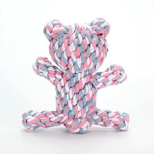 Dog Toys Puppy Teething Chew Toys,Pet Chew Toy Cat Chew Toy,Safe Braided Rope Toys Healthy Handmade Gift - color: pink and white bear