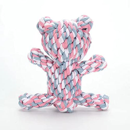 Dog Toys Puppy Teething Chew Toys,Pet Chew Toy Cat Chew Toy,Safe Braided Rope Toys Healthy Handmade Gift - color: pink and white bear