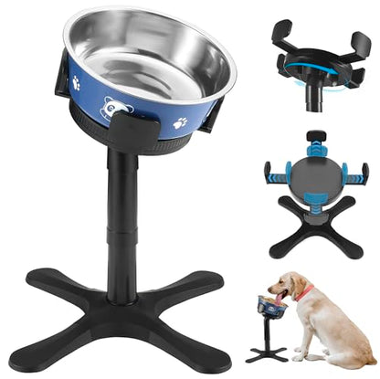 Dog Bowls Elevated Adjustable Stand, Raised Bowl with 3 Heights & Tilted Feeding Stand, Compatible with Various Bowls, for Medium & Large Breeds(with Bowl) Black - size: With Bowls