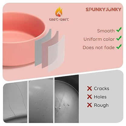 SPUNKYJUNKY 13.5OZ Ceramic Dog and Cat Bowl, Modern Cute Weighted Food Water Bowl for Replacement Pink (1 Pack) - color: Pink, size: 1.7 CUPS