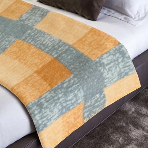ZYFZCYBL Fleece Throw Blanket Blankets Bulk 6 Pack Soft Lightweight for Cozy Polar Fleece 50 x 60 Solid Pet-Friendly Colorful Bed Sofa Couch Fleece Fabric Travel Wedding Gift（Yellow and Grey） - color: Plaid (Yellow and Grey)