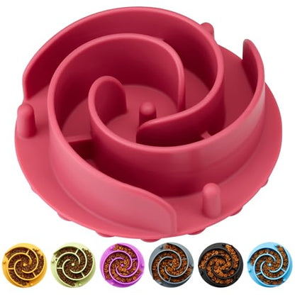 Slow Feeder Dog Bowls Insert, Animire Soft Silicone Slow Eating Dog Food Bowl for Small, Medium and Large Dogs, Compatible with Regular and Elevated Bowls - color: Rose, size: L