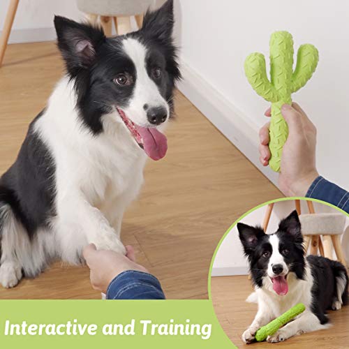 MewaJump Dog Chew Toys, Durable Rubber Dog Toys for Aggressive Chewers, Cactus Tough Toys for Training and Cleaning Teeth, Interactive Dog Toys for Medium/Large Dog - color: Green Cactus