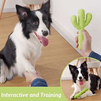 MewaJump Dog Chew Toys, Durable Rubber Dog Toys for Aggressive Chewers, Cactus Tough Toys for Training and Cleaning Teeth, Interactive Dog Toys for Medium/Large Dog - color: Green Cactus