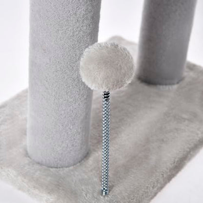 Cat Craft Scratching Post 20.5" Cat Tree with Tunnel Carpet Cat Tower Kitten Tree Cat Tree with Hanging Ball for Indoor Cat, Grey - color: Light Grey