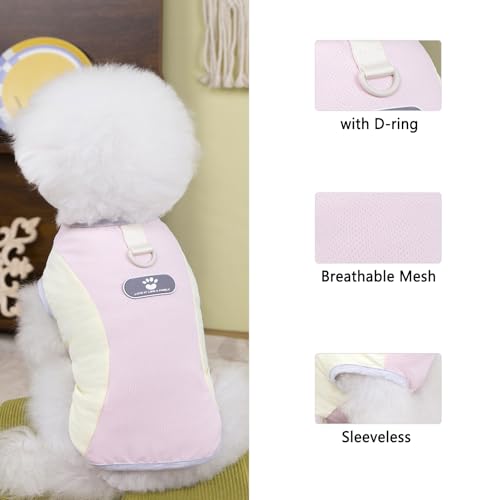 PAIDEFUL Summer Cooling Dog Shirt for Small Dogs Breathable Mesh Pet T-Shirts UV Sun Protection Puppy Vest Soft Lightweight Doggie Tank Top Fashion Chihuahua Tee Clothes Cat Apparel D-Ring,Pink,XS - color: pink, size: S